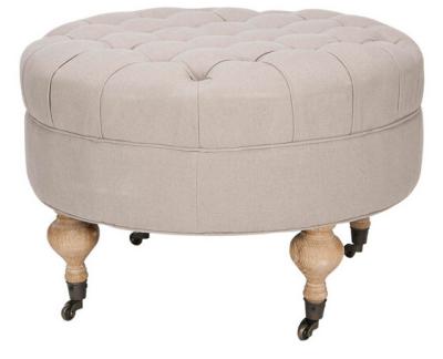 China french style upholstered ottoman fabric ottomans round ottoman with backrest with casters for sale