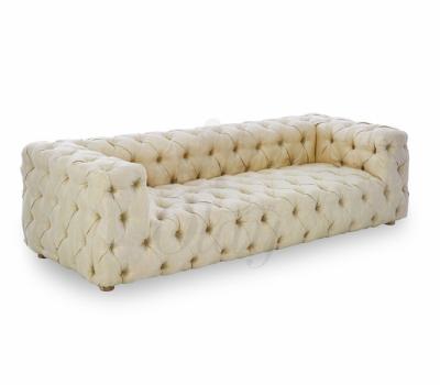 China Retro Tufted Upholstered linen Fabric Sofa Tufted Button Baroque Luxury Sofa and wedding event sofas for sale