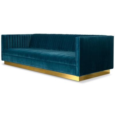 China wholesale modern luxury furniture sofa 4 fabric color,  classic 3 seat lounge metal base for living room for sale