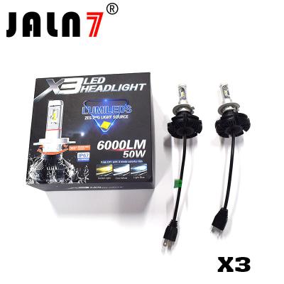 China LED Headlight Bulbs JALN7 X3 LED Conversion Kits Extremely Super Bright H1/H4/H7/H11/9005/9006 50W 6000lm for sale