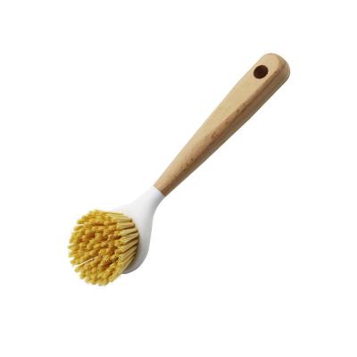 China Natural Wooden Long Handle Cleaning Brush for Kitchen Pan Pot Bowl Tableware for sale