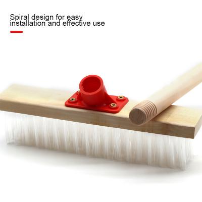 China Hard PP Brush Hair Bathroom Kitchen Floor Cleaning Wood Handle Brush for sale