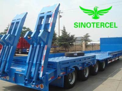China 60Tons Extendable Semi Trailer 3 Axles Extendable Low Bed Trailer for sale