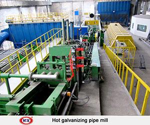 Hot dip galvanizing pipe mill