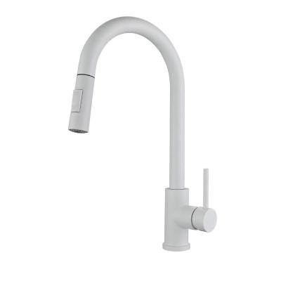 China Single Hole Deck Mounted Gooseneck Kitchen Tap Faucets Matte White Custom for sale