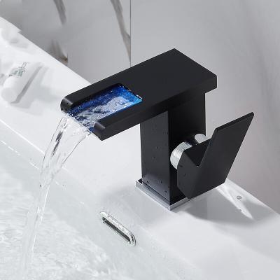 China ODM Wash Basin Cabinet Waterfall Bath Faucet LED Light For Bathroom 4mm for sale