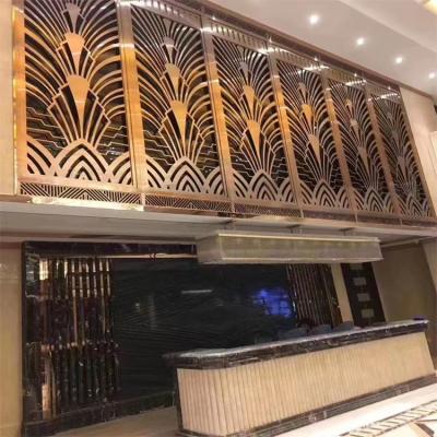 China Light Luxury Room Divider Partition Stainless Steel Hotel Metal Room Divider for sale