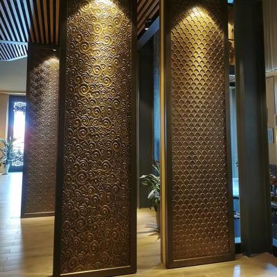 China Luxury Stainless Steel Screen Titanium Hotel Lobby Aluminum Room Divider Screen for sale