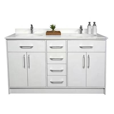 China White 60 Inch Hotel Room Cabinets Double Sink Floor Mounted Cabinets Custom for sale