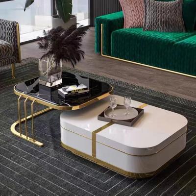 China Hotel Custom Modern Marble Luxury Coffee Table With Hidden Storage for sale