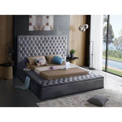China Modern Leather Luxury Bed Master Hotel Bedroom Double Bed 1.8 Bedroom King Bed for sale