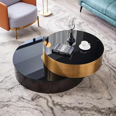 China Toughened Glass Living Room Hotel Coffee Table Modern Stainless Steel for sale
