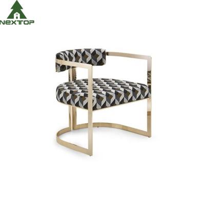 China Modern Luxury Hotel Furniture Golden Armchair Leisure Stainless Steel Brass Dining Chair for sale