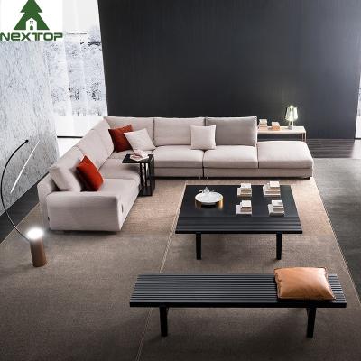 China Sofá blanco en forma de L de Sofa Set Living Room Canape de la ropa rizada beige modular seccional en venta