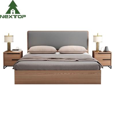 China Modern Hotel Bedroom Furniture Wooden Structure Double Storage Bed For Home for sale