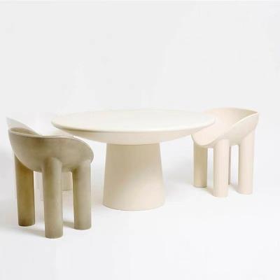 China Art Elephant Legs Hotel Coffee Table Fiberglass Simple Round Dining Table Chairs Set for sale