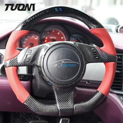 China LED Red Leather Porsche Carbon Fiber Steering Wheel Sport Design 350mm for sale