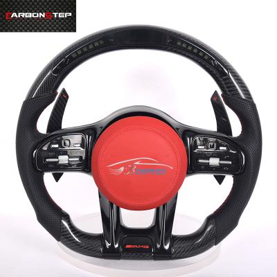 China W213 Matte Carbon Fiber Mercedes Benz Steering Wheel 380mm Black Amg Leather Led for sale