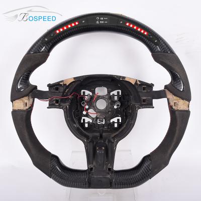 China LED Carbon Fiber 997 Alcantara Steering Wheel Smooth Porsche Racing 350mm for sale
