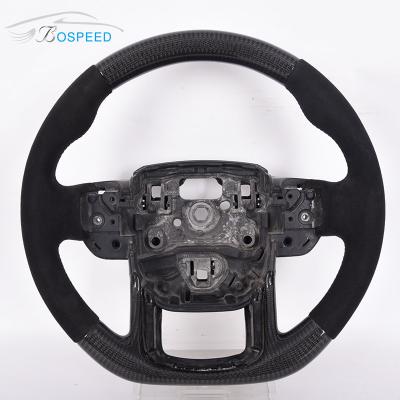 China Yellow Stitch Land Rover Series Steering Wheel Carbon Fiber Black Style 35cm for sale