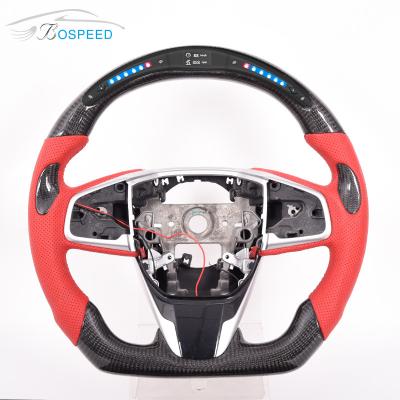 China OEM Fashion LED Honda Civic Si Steering Wheel Red Leather 350mm for sale