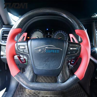 China Toyota Crown Carbon Fiber Steering Wheel Red Perforated Leather Auto Parts for sale