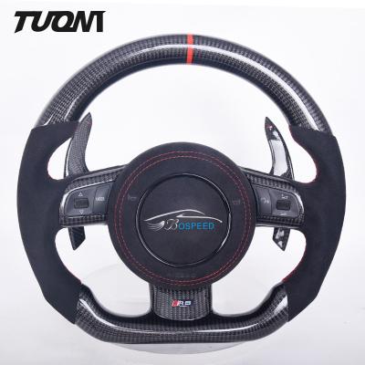 China High Durability Audi Carbon Fiber Steering Wheel With Red Stitching for sale