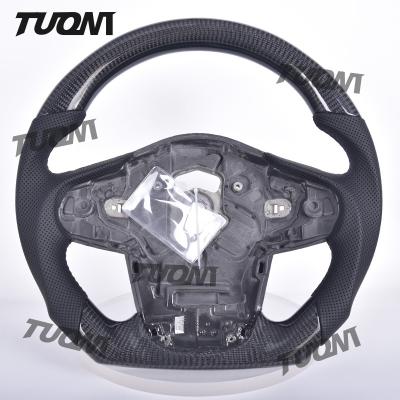 China Universal Leather Carbon Fiber Steering Wheel Flat Bottom Ergonomic Grip LED Support for sale