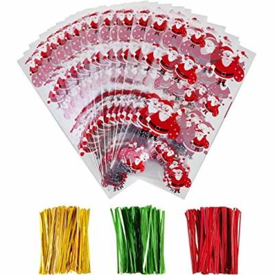 China OPP Christmas Cellophane Treat Bags/ Candy Cookie Packaging Bags with Twist Ties for sale
