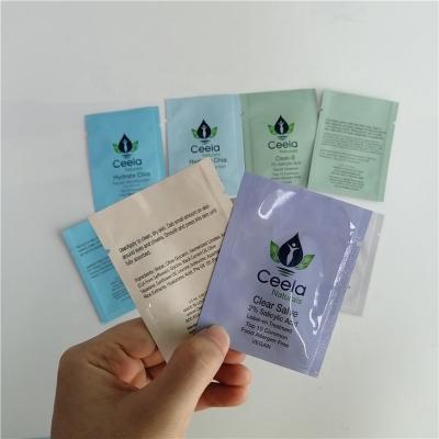 China Cosmetic 3 Side Seal Sample Bag Aluminum foil sample sachets cream cosmetics packaging bags for sale