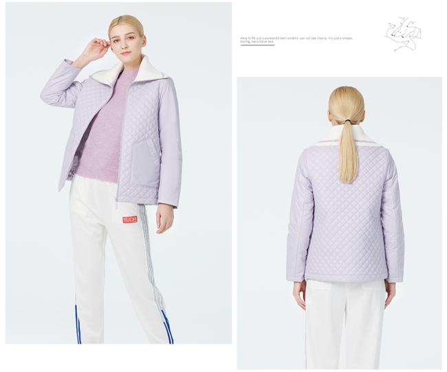 Stylish Spring Autumn Coat for Women Short Waist Knitted Collar Youthful and Elegant, purple colour