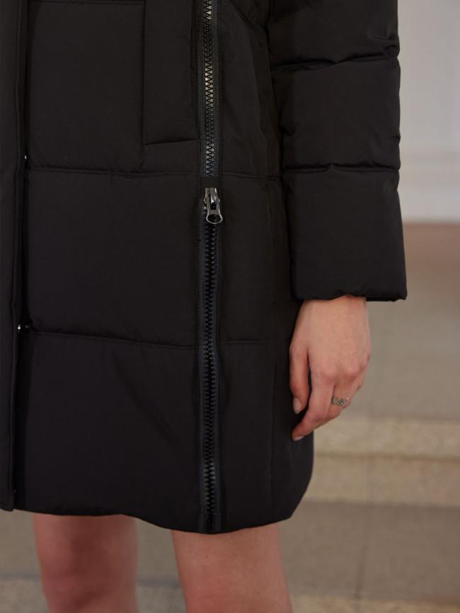 Classic Four Pocket Mid-Length Thickened Down Jacket, machine washable, woman winter coat, down jacket, bio down jacket, dark colour, wind proof, water proof