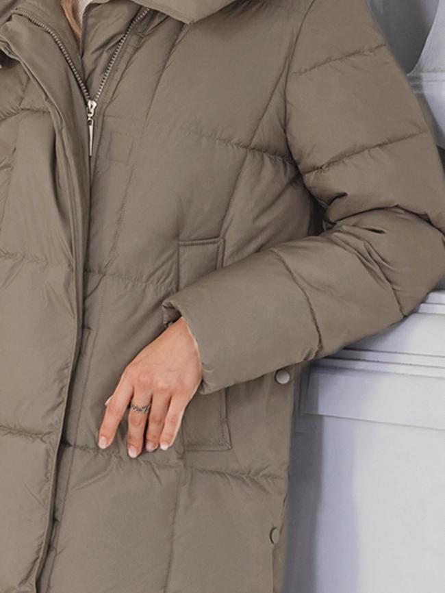 long women jacket, for cold winter coat, hooked, lower knees length, dark colours, Winter Warmth Graphene Self Heating line,with Shoulder strap inside,