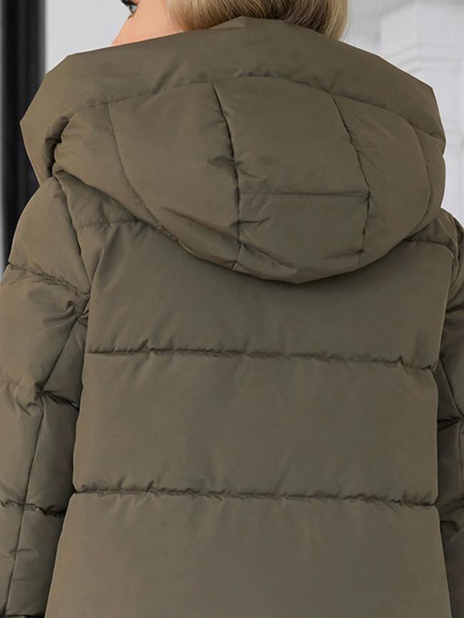 Classic Contrast Color Medium Length Thickened Down / Cotton Jacket, lower knees length, water proof, windproof,