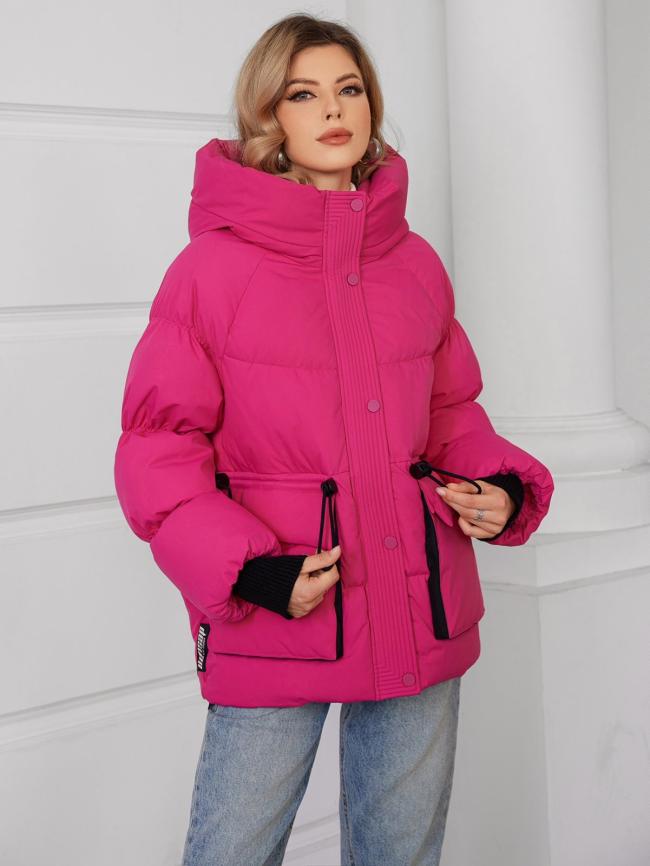Short Length Thickened Down / Cotton Jacket Trendy Loose Style With Down Filling, modern models, bright colours, oversize, nice length, hooked women coats