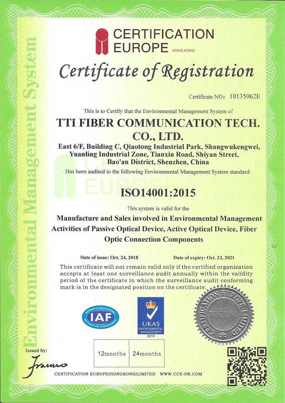 ISO 14001:2015 - TTI Fiber Communication Tech. Co., Ltd.