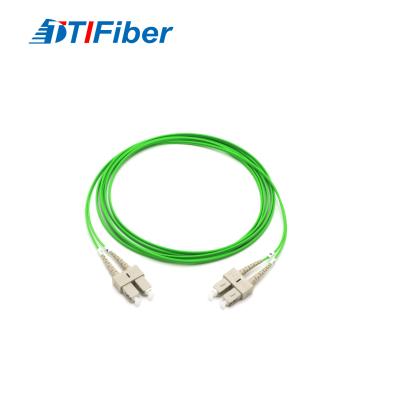 China Patchcord ótico da fibra de SC-SC/cabo de remendo multimodo duplex 2,0 da trança OM5 50/125um com materiais de PVC/LSZH à venda