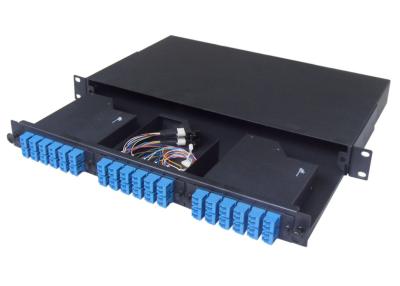 China Rack Mounted MPO Patch Panel , 1U Fiber Optic Patch Panel with cold rolled steel for sale