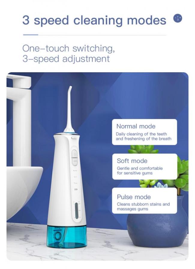Water Flosser Professional Cordless Dental Oral Irrigator 300ML Portable Water Flosser for Teeth 3 Modes Gum Massage 0