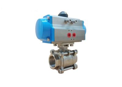 China 3PC 1000WOG BSPT Pneumatic Actuated Ball Valve for sale
