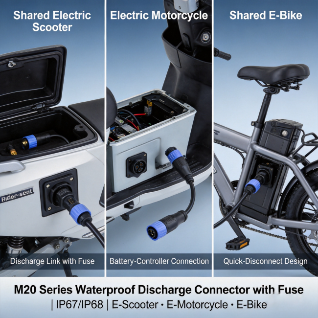 M20 Series IP67 Waterproof 2 to 5 Pin EV Charging Heavy-duty Power Connector with Fuse
