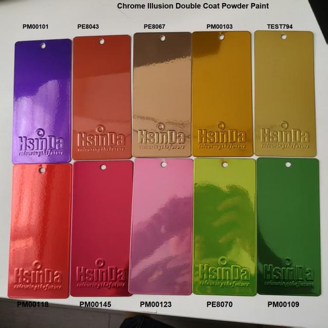 double coating chrome illusion polyester powder coating powder paint color for metal coating