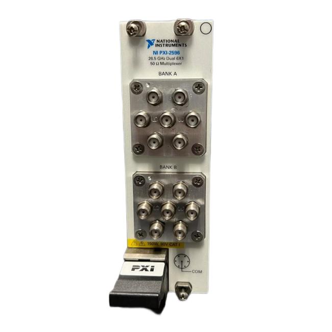 Front view of National Instruments PXI-2596 PXI RF Multiplexer Switch Module