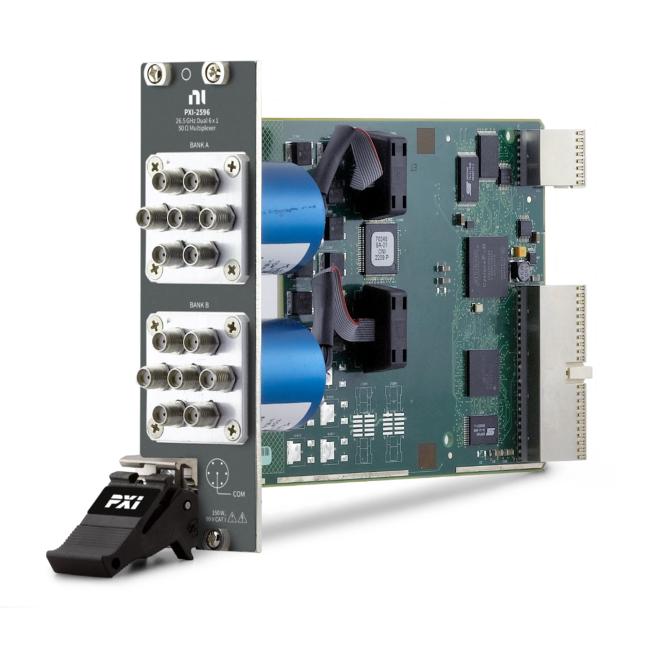 Side view of National Instruments PXI-2596 PXI RF Multiplexer Switch Module
