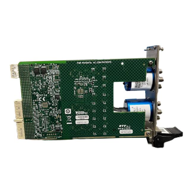 Close-up of National Instruments PXI-2596 PXI RF Multiplexer Switch Module connectors