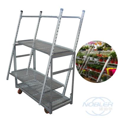 China Display Cart Danish Flower Trolley Gardening Transport Cart Steel Rolling for sale