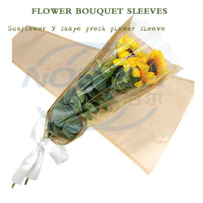 China Aierflorist Transparent Plastic Flower Sleeves Bags Single Rose Packaging For Cut Flowers for sale
