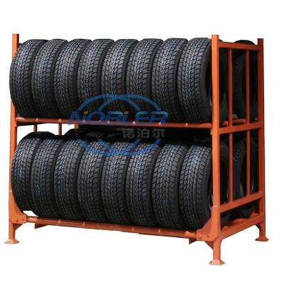 中国 Stacking Container Display Fabric Roll Textile Tire Rack Portable 販売のため