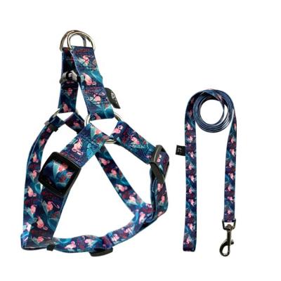 China Flamingo Style Collar Lead Harness Set Dog Harness Lead Set For Training Walking for sale