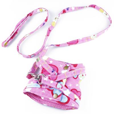 China High Tenacity Collar Lead Harness Set Pink White Rope Dog Harness for sale